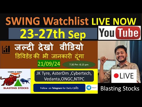 Watchlist for this week 23-27 th september 2024/LIVE swing Tradeanalysis#share #multibagger #trading