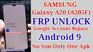 Samsung A20 FRP BYPASS Android 9 pie 2021 Samsung A30/A50/A70 Google Account Bypass Easy 100%