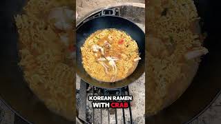 Korean Ramen with Crab 게 라멘 #koreacamping #ramen #seafood #camping #campfire