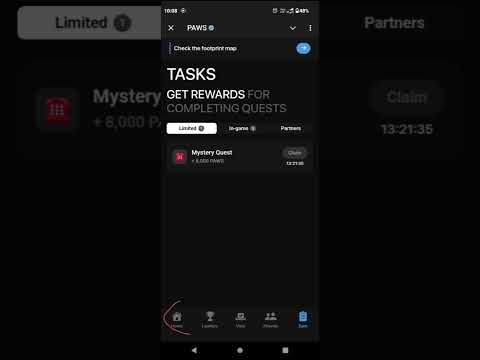 Today Paws Mystery Quest 8000 Points || Complete All Task Paws Airdrop ||