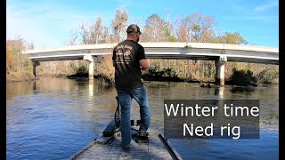 Winter time Ned rig bass fishing! Gator tail GTR40XD