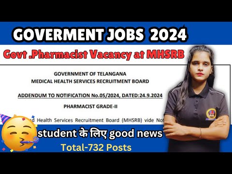 Govt. Pharmacist Vacancies 2024 Total - 732 Posts | Current Pharmacist Vacancies 2024 | Pharmacy Job