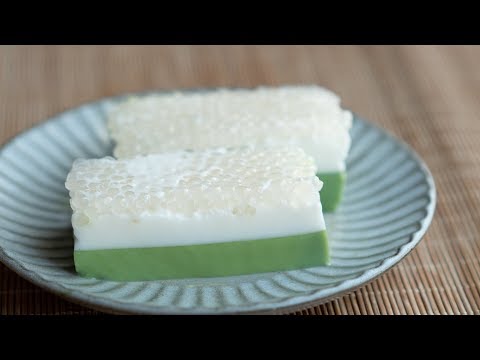 无需烤箱，搅一搅就能完成的嫩滑小甜点，抹茶椰奶西米冻Matcha Coconut Milk Sago Pudding