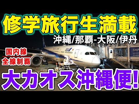 【国内線制覇#137】200名以上の修学旅行生を乗せ、大カオス！超絶賑やかな沖縄 大阪伊丹まで詰め込みB787-9で！