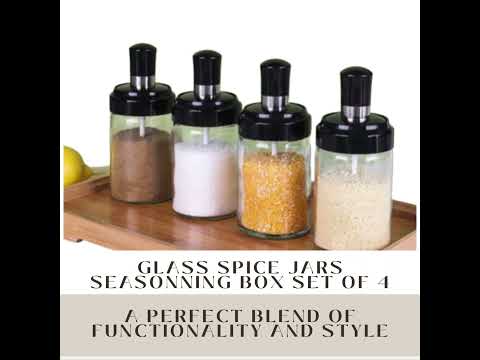 Spice Jars Seasoning Box Set of 4, Condiment Pots Spice Jars #spicejars, #seasoningboxes