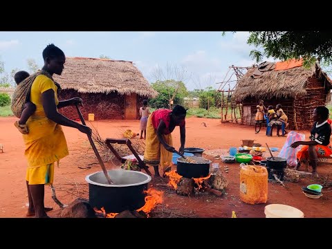 African Village Life#cooking Organic Vegetables Served With Corn Starch For Dinner For Young Orphans