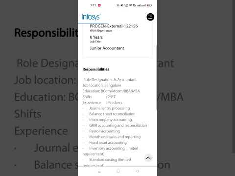 Infosys hiring freshers 2022 |Junior Accountant #shorts #trending #viral