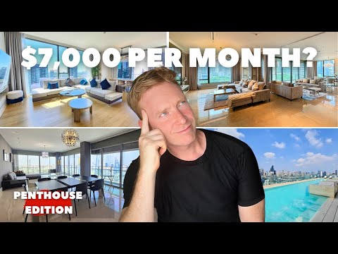 Touring 3 Luxury PENTHOUSE Condos in Central BANGKOK