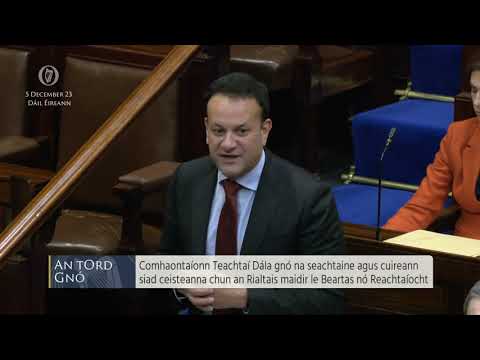 Leo Varadkar reacts in the Dáil to RTÉ Prime Time Investigates programme on planning appeals.