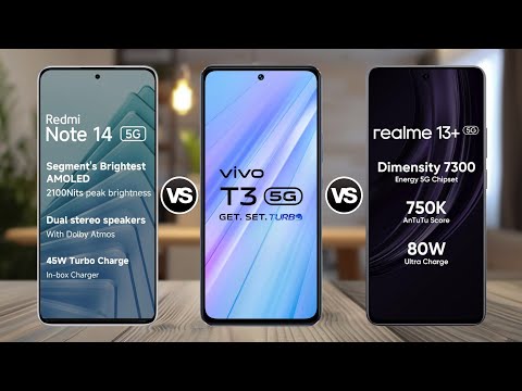 Redmi Note 14 5G Vs ViVO T3 5G Vs Realme 13 Plus 5G