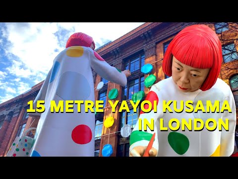 Louis Vuitton x Yayoi Kusama pop up store walking, finding 15-metre Giant Yayoi Kusama in London?