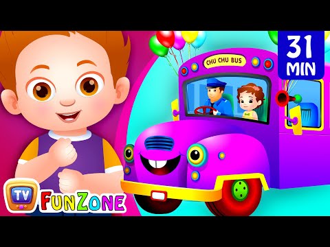 Wheels on the Bus Go Round and Round (Part 1)+More ChuChu TV Funzone Nursery Rhymes & Toddler Videos