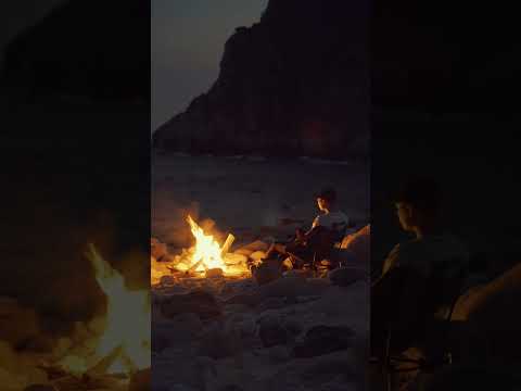 Campingfire on beach #camping #asmr #campinglife