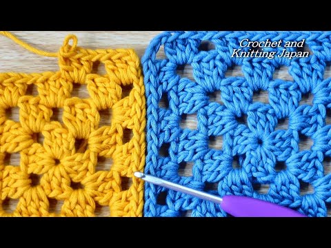 かぎ針編み新グラニースクエアの編み方☆Crochet and Knitting Japan クロッシェジャパン☆Crochet Motif