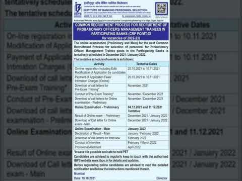 IBPS PO 2021 Notification Out | Exam Date 4 Dec and 11 Dec 2021 |#shorts #viral #ibpspo