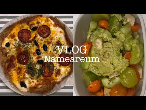 Korean office worker's lunch box|Avocade salad,sweet potato pizza, green tea cucumber & tofu cooking