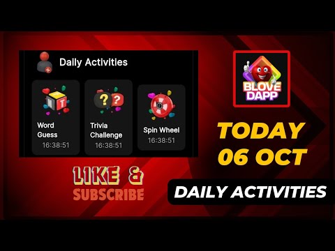 Today 06 Oct Blove DApp Daily Activity Guess Word Trivia Challenge