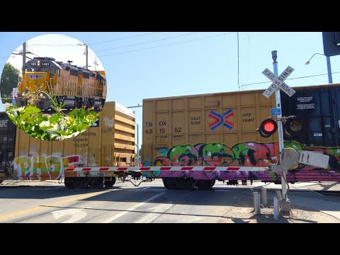 UP 1483 LRS51 Local | 1st St. Railroad Crossing - Escalon CA | Departing Kraft On Former Tidewater