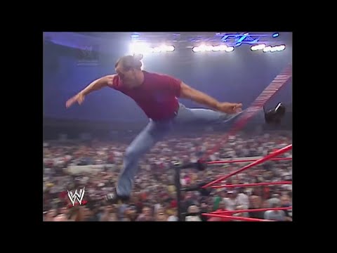 Shawn Michaels sweet chin music to Lesnar and brawls with Triple H - RAW 19 August 2002