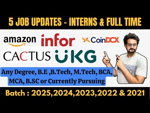 5 Latest Job Updates : Amazon, Infor, Cactus, CoinDCX & UKG are Hiring Freshers | Intern & Full Time