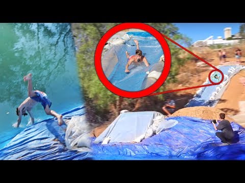 150ft MEGA SLIP N SLIDE LAUNCH FAIL!!