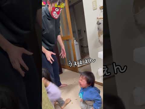 産まれて初めての鬼に怯える赤ちゃんと弟のために戦う姉【節分/豆まき/6歳1歳】