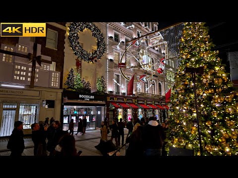 🎄Christmas Lights Walk in Posh Bond Street - 2024 🎁 London Christmas Walk [4K HDR]