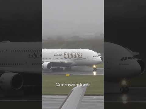 TYPHOON landing of EMIRATES A380 at Taipei Airport #shorts #aviation #emirates #a380 #plane #taipei