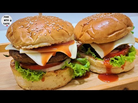 Shami Kabab Burger Recipe | Homemade Burger Recipe | Shami Burger | How to Make Shami Kabab Burger