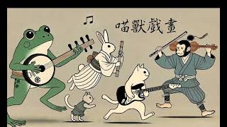 Relaxing Shamisen X  Electric Guitar X Flute X Violin【喵獸戲畫】Background Music for Studying(AI-Music)