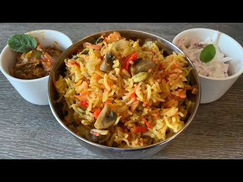 Tawa mushroom biryani  recipe in tamil