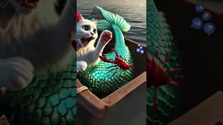 Crab Attack! 🦀🐾 Mermaid Cat Saves His Life 😿😭 | #CatShorts #MermaidCat"