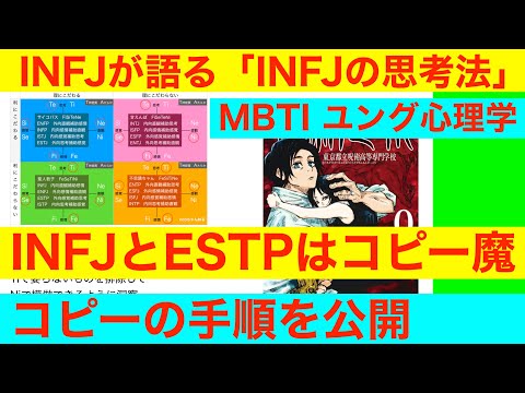 INFJが語る「INFJとESTPはコピー魔　両者の違いは？　INFJの思考法」　MBTI　ユング心理学