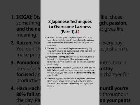 8 Japanese Techniques to overcome Laziness