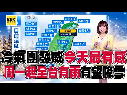 冷氣團發威今天最有感！周一起「全台有雨」3000公尺以上高山有望降雪@57ETFN