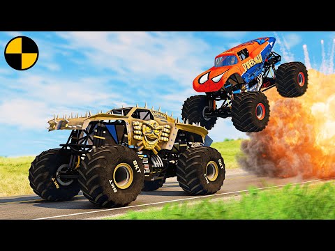 Spider-Man vs Max-D Monster Jam 😱 BeamNG.Drive