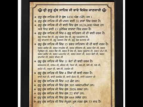 ਸ੍ਰੀ ਗੁਰੂ ਗ੍ਰੰਥ ਸਾਹਿਬ ਬਾਰੇ ਵਿਸ਼ੇਸ਼ ਜਾਣਕਾਰੀ ਵਾਹਿਗੁਰੂqoutes #motivationalquotes #reallife #inspiration