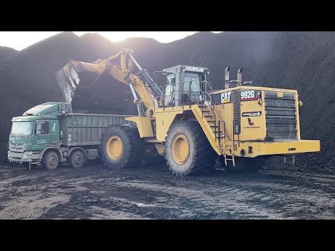 Huge Caterpillar 992G Wheel Loader Loading Trucks With One Pass - Sotiriadis/Labrianidis Mining