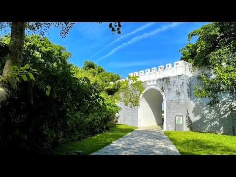 圓山自然景觀公園步道｜穿越城門後隨即見到南門，一旁還能遠眺觀音山，視野很不錯｜cakethree三個蛋糕