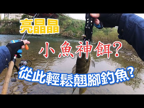 旋轉亮片+金珠=好用的小魚神餌? 釣小魚是不是真的超EASY? 能釣到怎樣的小魚? 操作方式是不是夠簡單? 就讓廖排帶你實際到河邊釣一遍，GO!