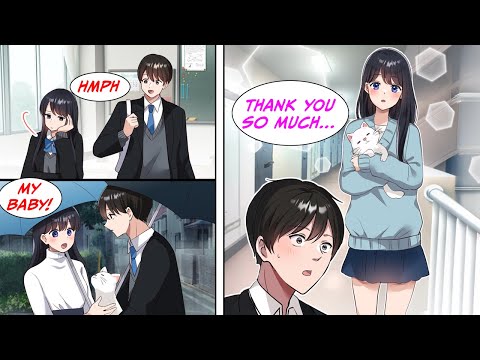 [Manga Dub] I save the cold girl's cat and she comes over to thank me...!? [RomCom]