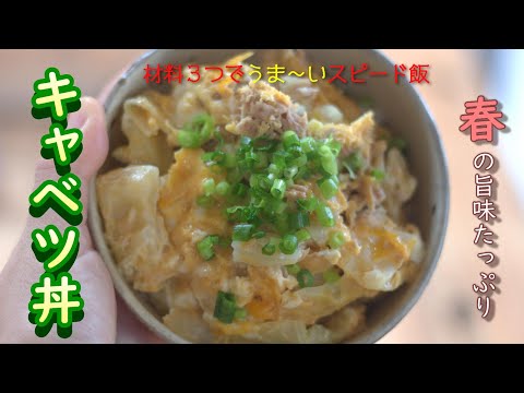 〔簡単レシピ〕材料３つでまんぷくキャベツ丼／春野菜／ツナ缶／スピード飯