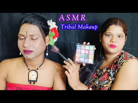 ASMR~ Doing My Sweet Bro Transformation Indian Traditional Tribal Makeup (Tingle's)🌹❤️👧