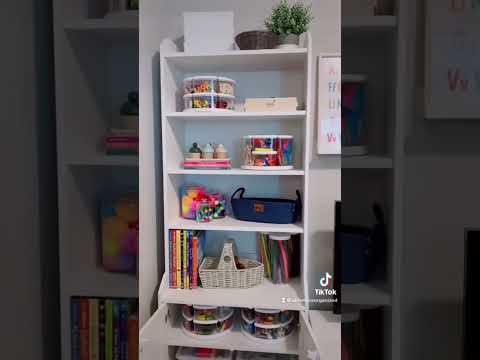 Playroom Bookshelf Organization - IKEA Hauga Bookshelf