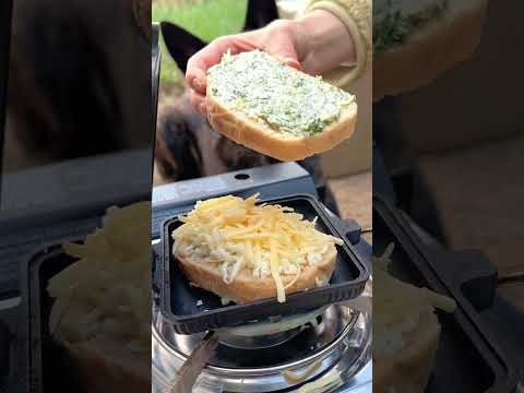 Let’s make dinner in my solo camp #campfood #outdoorfood #grilledcheese