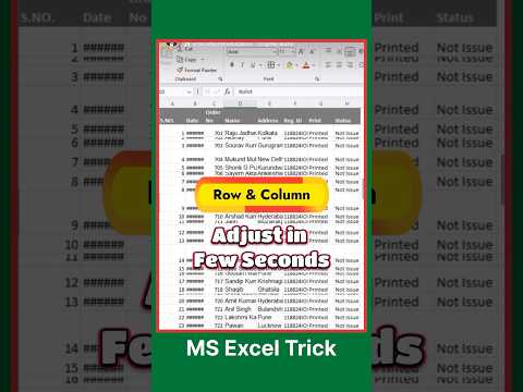 Row Columns Adjustable Only 5 Second | MS Excel Shortcut Keys | MS Excel Formula’s | #short #shorts