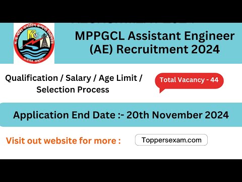 MPPGCL ASSISTANT ENGINEER (AE) भर्ती 2024 Qualification / Salary / Age Limit / Selection Process