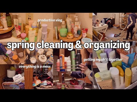 BEAUTY RESET DAY 🧹🧺🧽 organizing my skincare mess, spring cleaning & getting my life together!