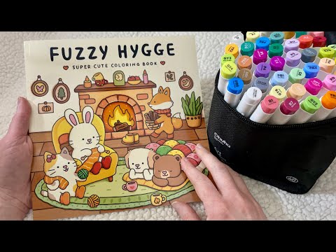 ASMR Color With Me | Fuzzy Hygge Coloring Book (whispered, marker sounds)