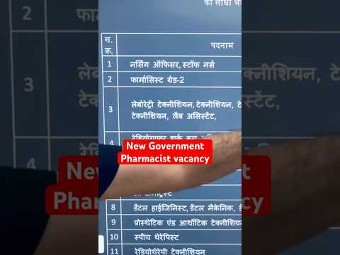 New Pharmacist vacancy || फार्मासिस्ट सीधी भर्ती #job #govtjobs